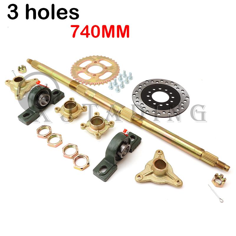 710MM 740MM Rear Axle Assembly with Carrier & Hubs 110cc 125cc 150cc Quad ATV Go karts Dune Buggy 4 hole 3 hole