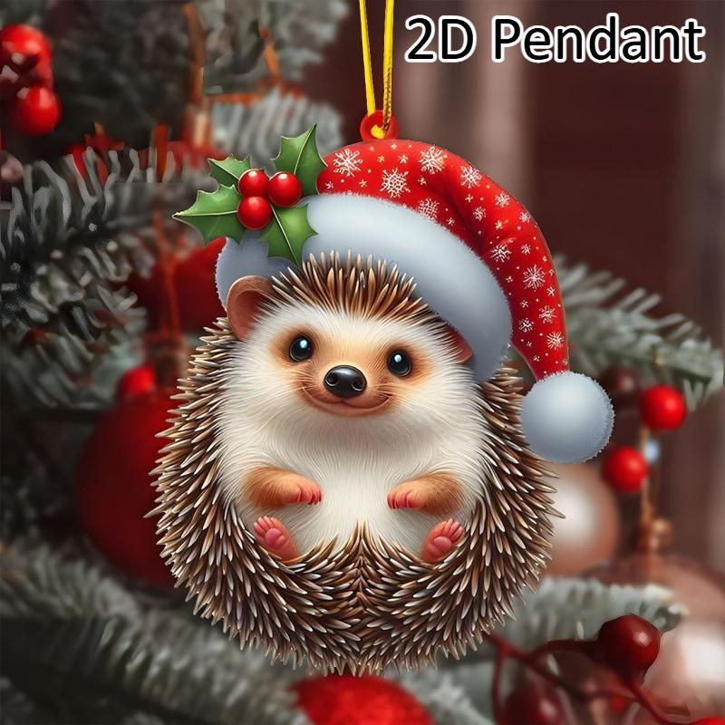 2D Acrylic Christmas Animal Pendants Horse Cat Dog Xmas Tree Drop Ornaments Decorations Christmas Eve Hangings Party Supplies
