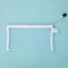 Nylon Transparent Zipper Pencil Case Solid Color Zipper Clear Stationery Bag Makeup Pouch Travel Case Mesh Cosmetic Storage Bag
