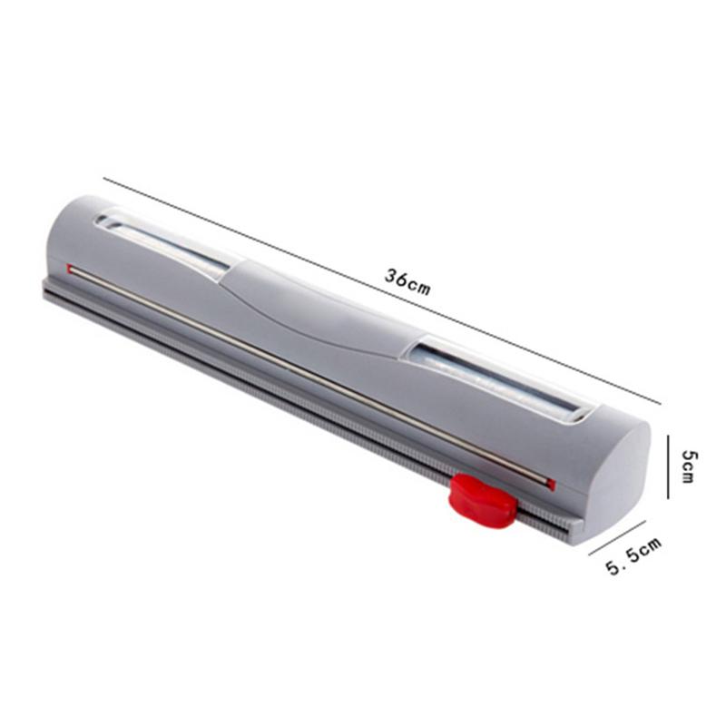 Plastic Wrap Dispenser with Slide Cutter Reusable Foil & Sealing Film Cutter Kitchen Storage Accessory Adjustable Length