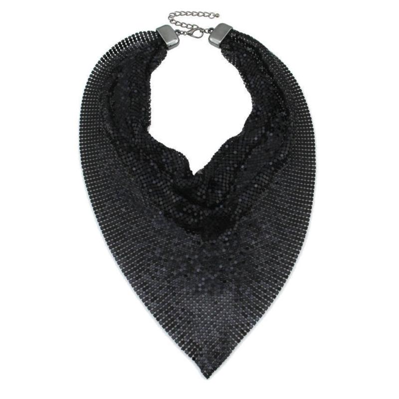 Женский сплав шарф свадебный маскарадный шейный треугольный шарф легкий шарф с пайетками для банкета декоративные принадлежности чёрный