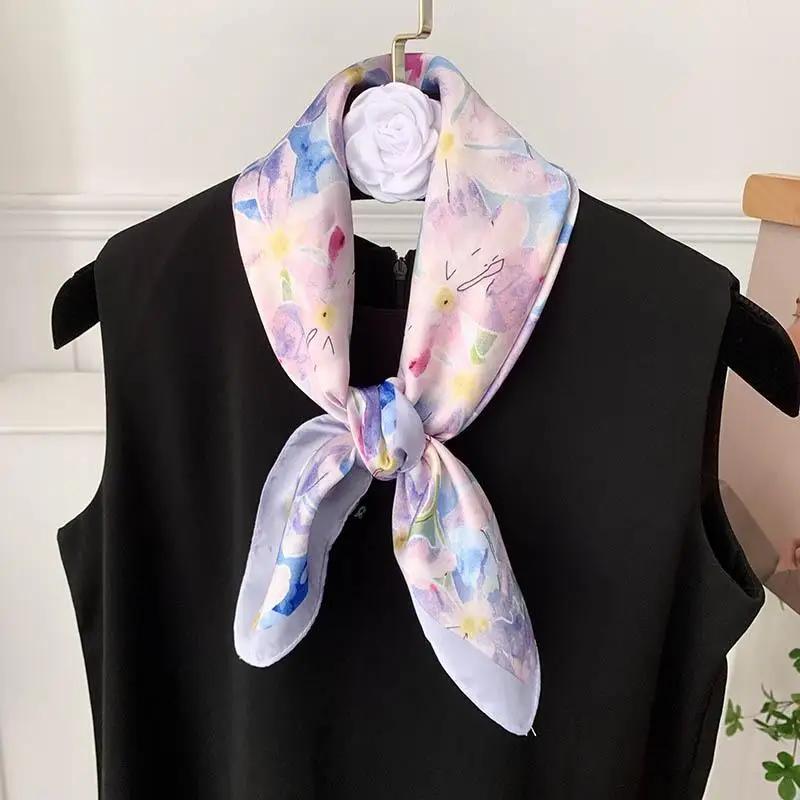 Retro 70*70 Square Scarf Colorful Silk Scarf Women Neck Scarf All-match Shawl Fashion Trendy Headscarf Women's Accessories Gifts