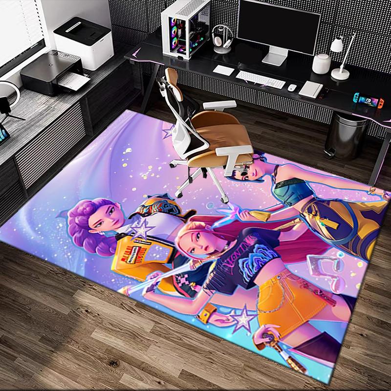 1pc Area Rug Appropriate for Office, Kpop Demon Hunters Carpet, Versatile Printed Chair Rug, Durable Home Sofa Carpet