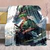 One Piece Anime Flannel Blanket - Soft Warm Perfect for Sofa, Bedding Camping Travel Office Home Decor -QJY