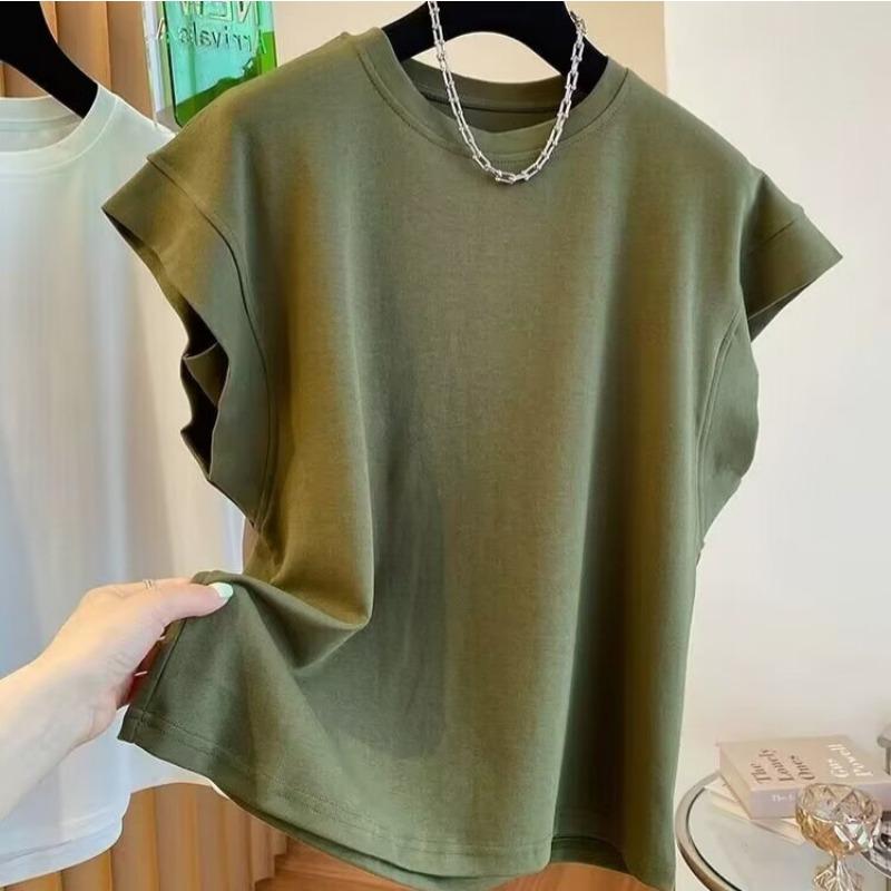 

Solid color high quality sleeveless t-shirt summer men s new loose casual top simple M зелёный