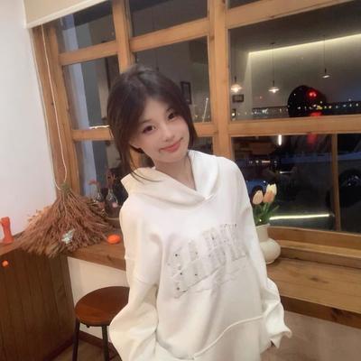 Guochao Brand Sticker Embroidered Hooded Sweater Women's Spring and Autumn New Popular Retro Coat