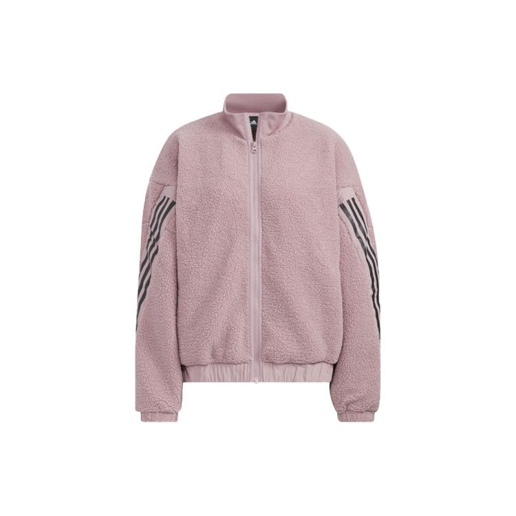 adidas Women s 3-Stripes Sherpa Fleece Jacket Purple HM7457 M