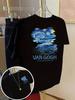 Double Sided Van Gogh Starry Night T-Shirt Women Trendy Back Graphic Tee Summer Fashion Loose O-Neck Top Aesthetic Clothing