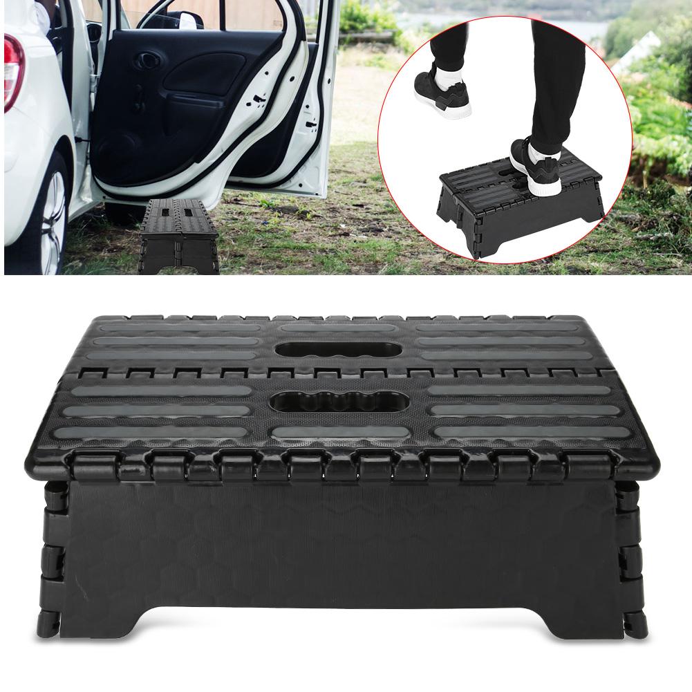 Portable Folding Step Stool Black Step Ladder for Elderly Pregnant Bathroom Travel Use