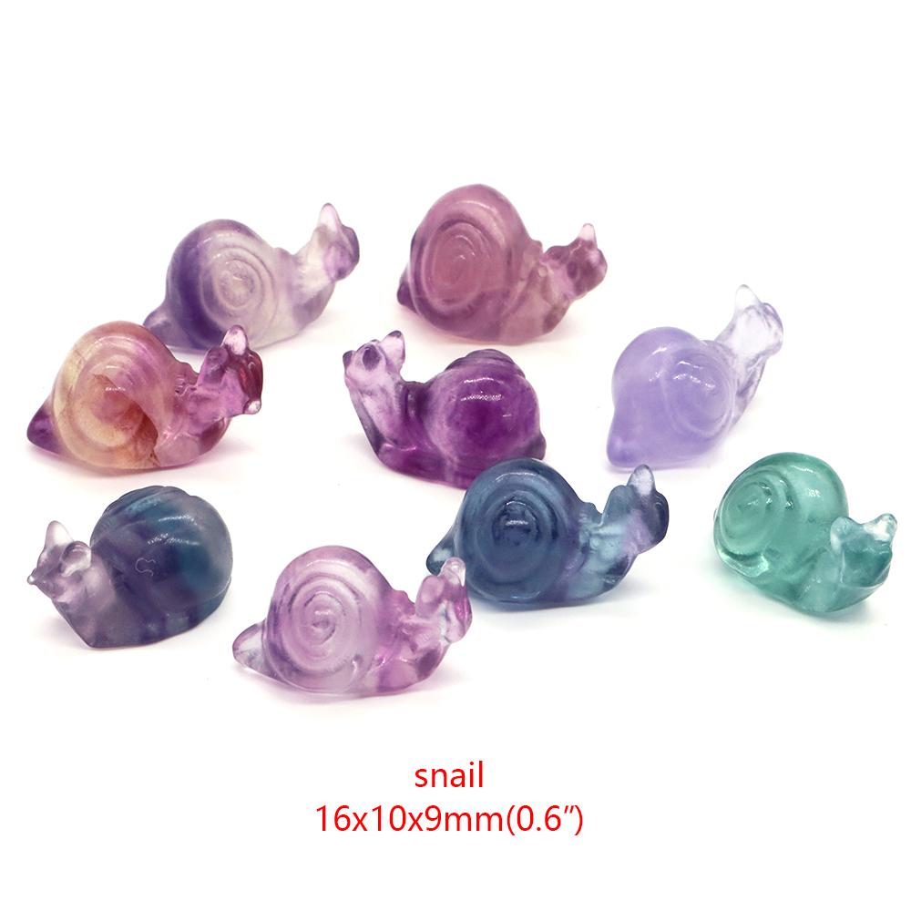 Natural Fluorite Crystals Mini Cartoon Animal Statue Reiki Healing Stones Carved Gemstone Crafts Home Decoration Ornament Gifts