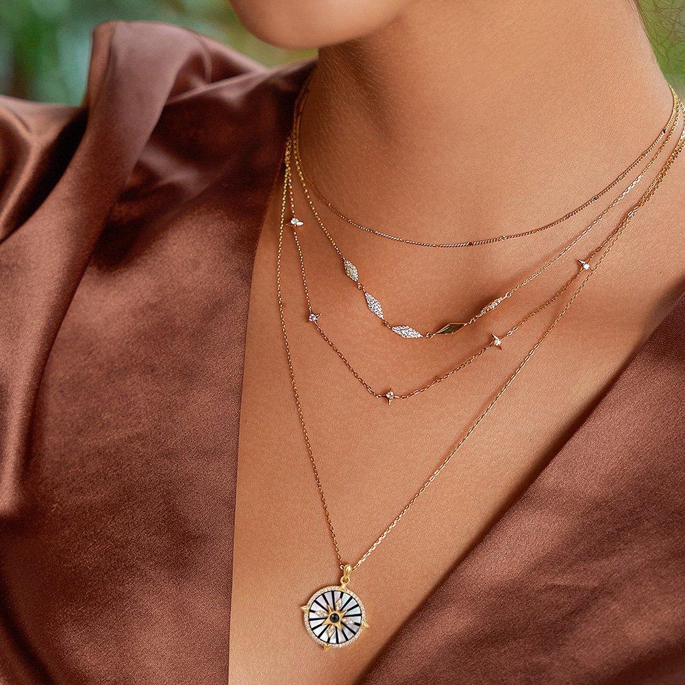 Gold Star Station 925 Silver Necklace N061-04G