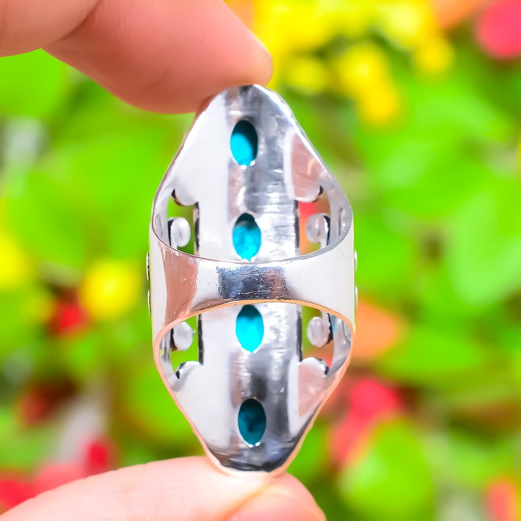 Santa Rosa Turquoise Gemstone 925 Sterling Silver Gift Jewelry Ring Size 8