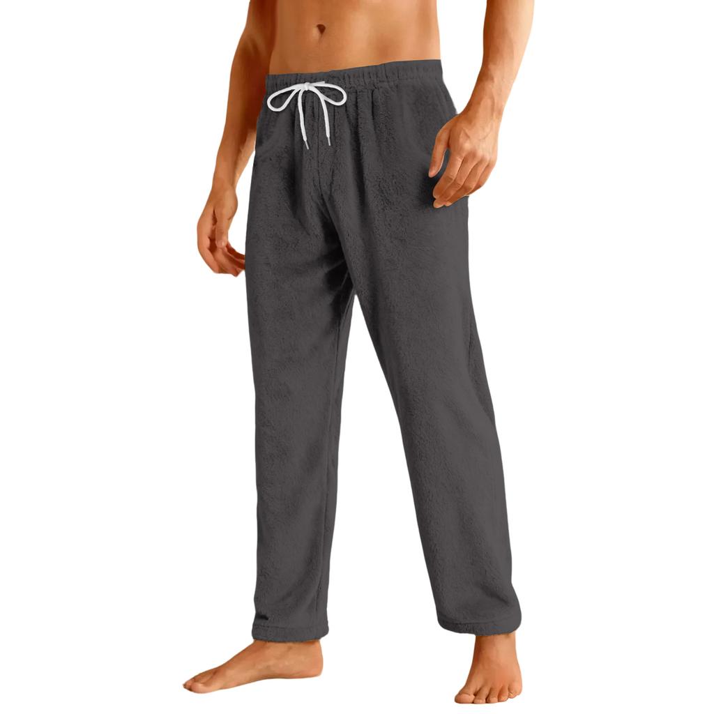 Men's Drawstring Pocket Flannel Casual Pants