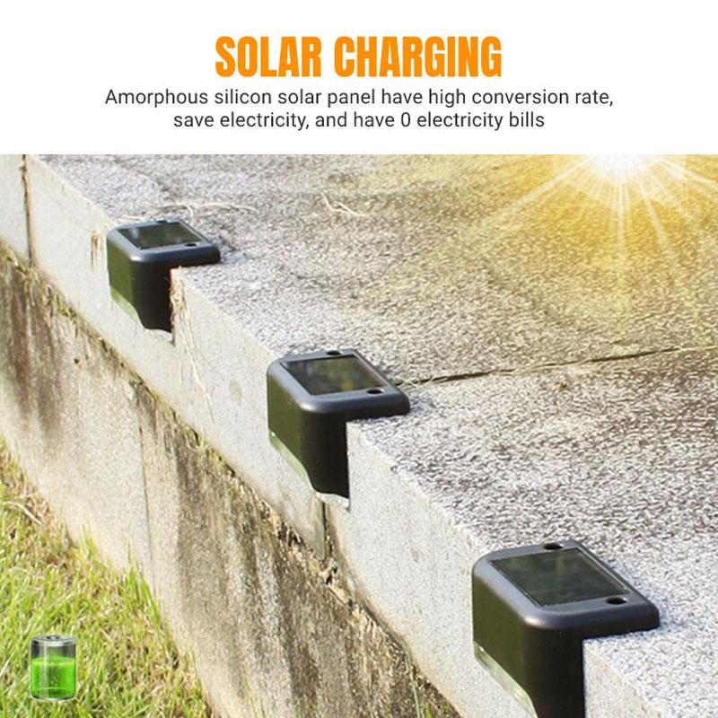 4pack Solar Deck Lights Outdoor Step Lights Waterproof Led Solar Lights for Railing Stairs Step Fence Yard Patio and Pathway