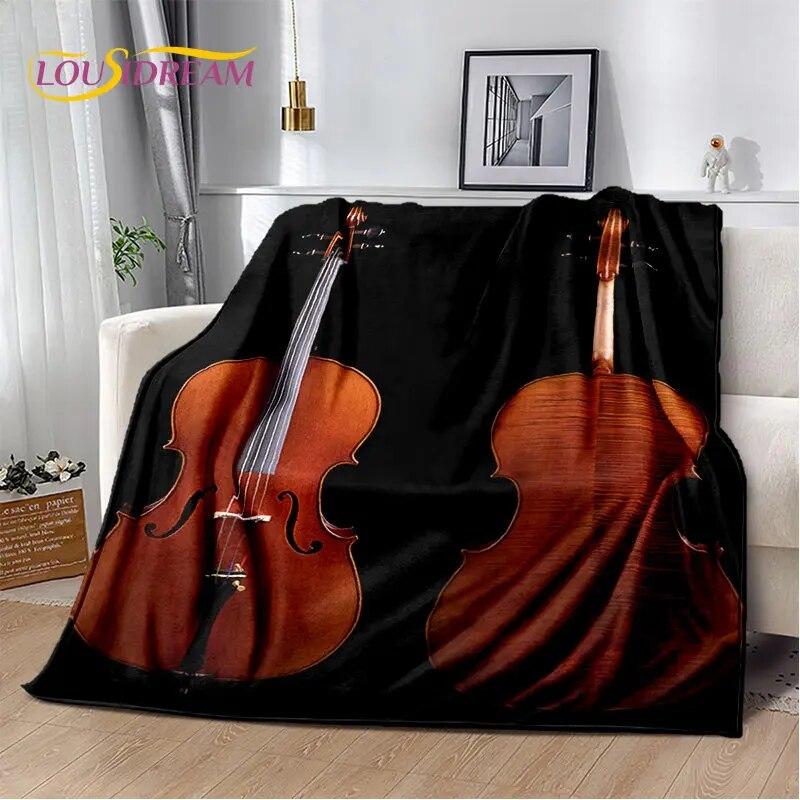 Classical Violin Instrument Music Soft Plush Blanket,Flannel Blanket Throw Blanket for Living Room Bedroom Bed Sofa Picnic Cover