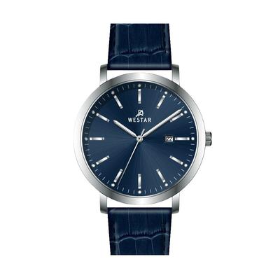 Profile Leather Strap Blue Dial Quartz 50216STN144 Mens Watch