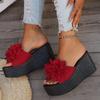 Summer New Flower Muffin Slippers Women's 2025 Large Size One-word Slippers Thick-soled Cool Slippers