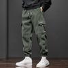 Spring Autumn Elastic Waist Casual Pants for Men Stretch Straight Drawstring Harem Jogging Sports Long Pants Male