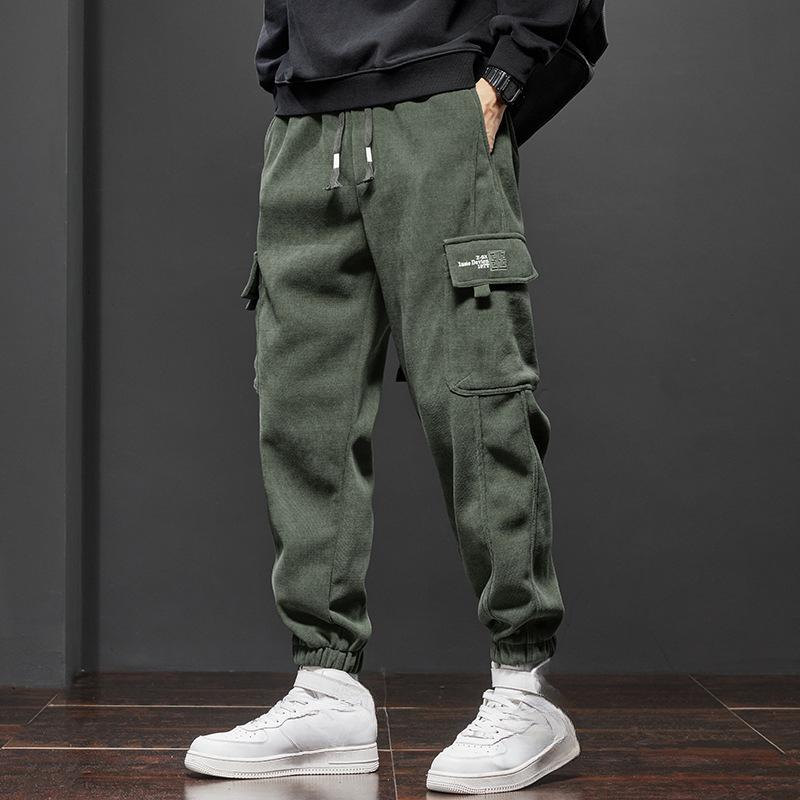 Spring Autumn Elastic Waist Casual Pants for Men Stretch Straight Drawstring Harem Jogging Sports Long Pants Male