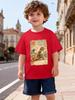 Vintage Ukiyo-e Style Monkey Retro Wave Art Graphic Print T Shirt Family Matching Boys Girls Kids Casual Short Sleeve Tops
