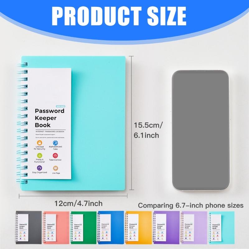 A6 Spirals Notebook Password Book Address Book with Alphabets Index Diary Writing Pad Office School Supplies for Home