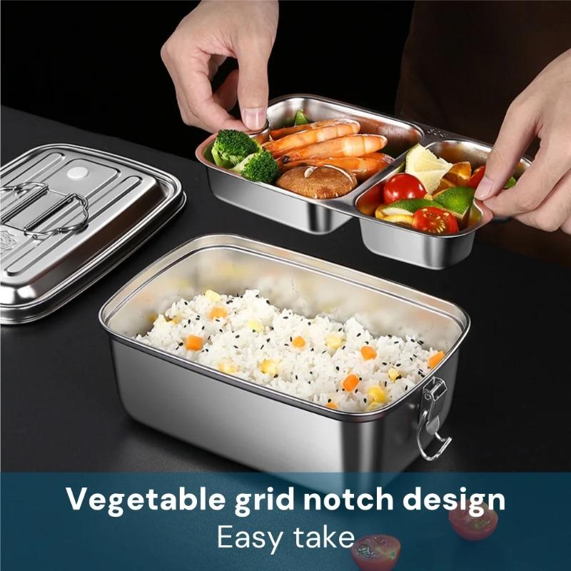 304 Edelstahl Bento Lunchbox - BPA-frei Spülmaschinenfest Lebensmittelaufbewahrungsbehälter für Camping & Büro