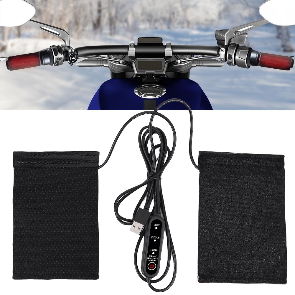 12V USB Motorrad Heiz-Lenkergriffabdeckung 3 Stufen Beheizte Lenkergriffe Anti-Rutsch Elektrische Beheizte Griffabdeckung Motorrad Zubehör