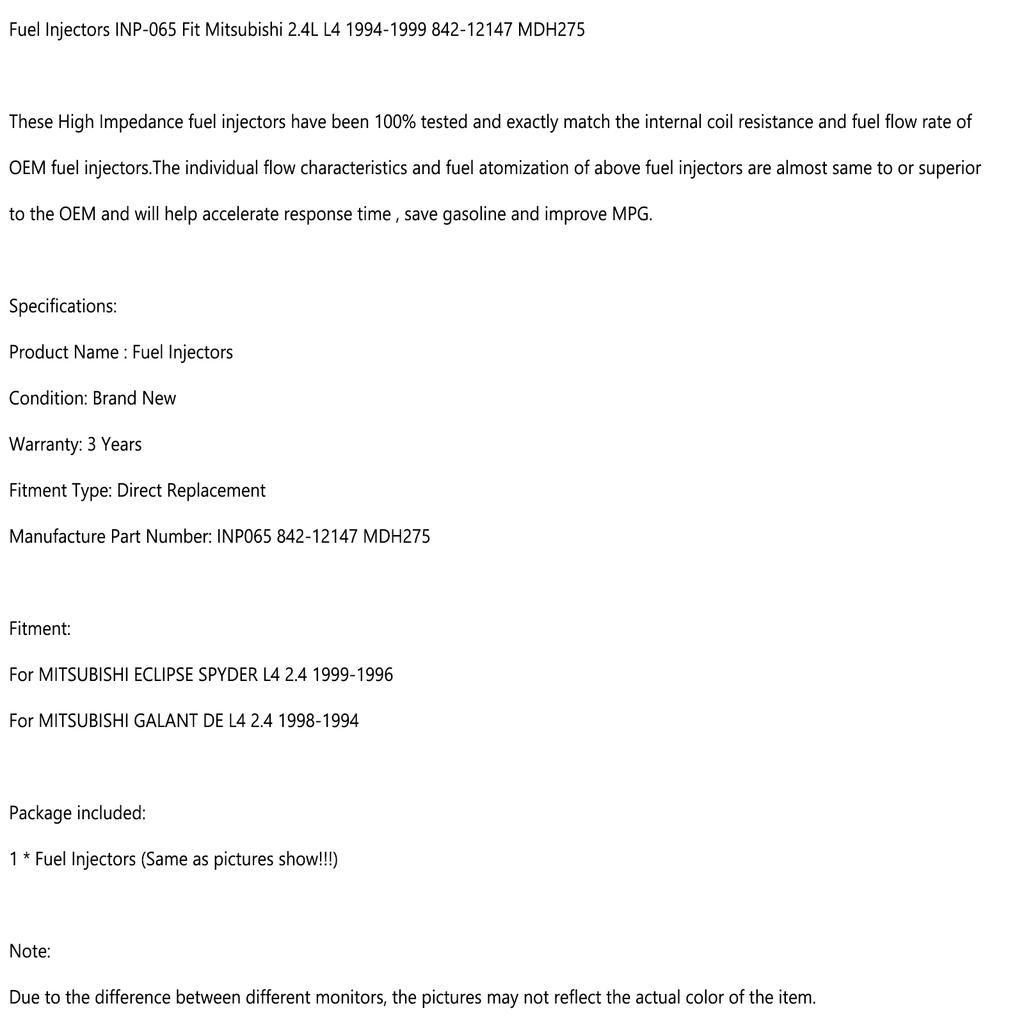 1 stk Dyser INP-065 Passer Mitsubishi 2.4L L4 1994-1999 842-12147 MDH275