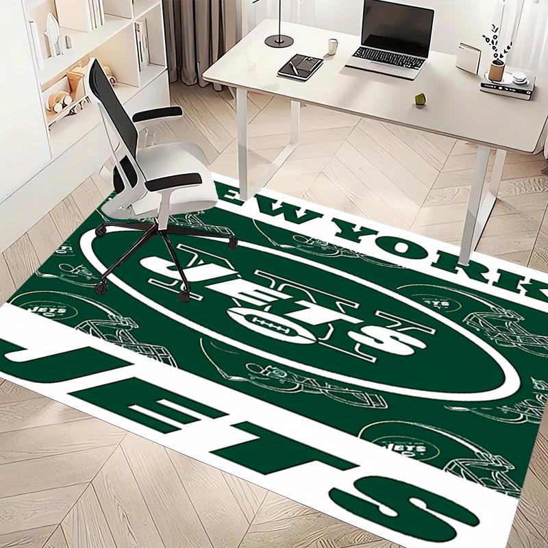 1pc New York Jets logo Print Area Rug - Soft, Washable Non-Slip Indoor Mat, Living Room, Home Office Decorative Rug,Office Decorative
