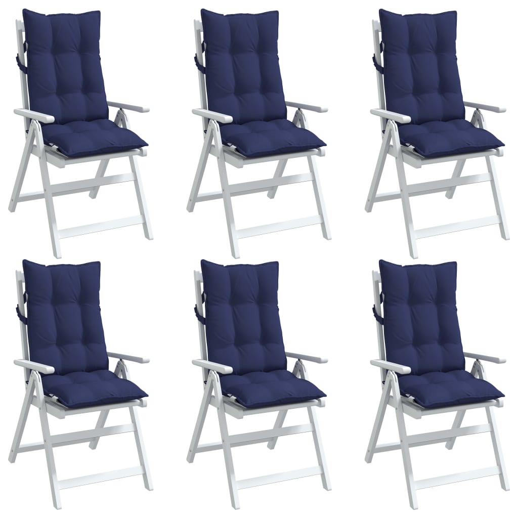 High Back Seat Cushions 6 Pcs Navy Blue Oxford Fabric
