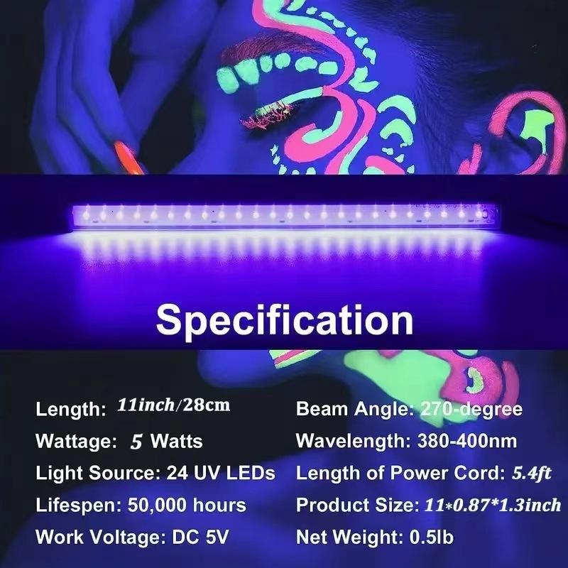 3/2/1 PCs 395 Nanometer Black Light LED UV Light T5 Tube 5V USB Plug Stage Black Light LED UV Nail Light Accessories Growth Light
