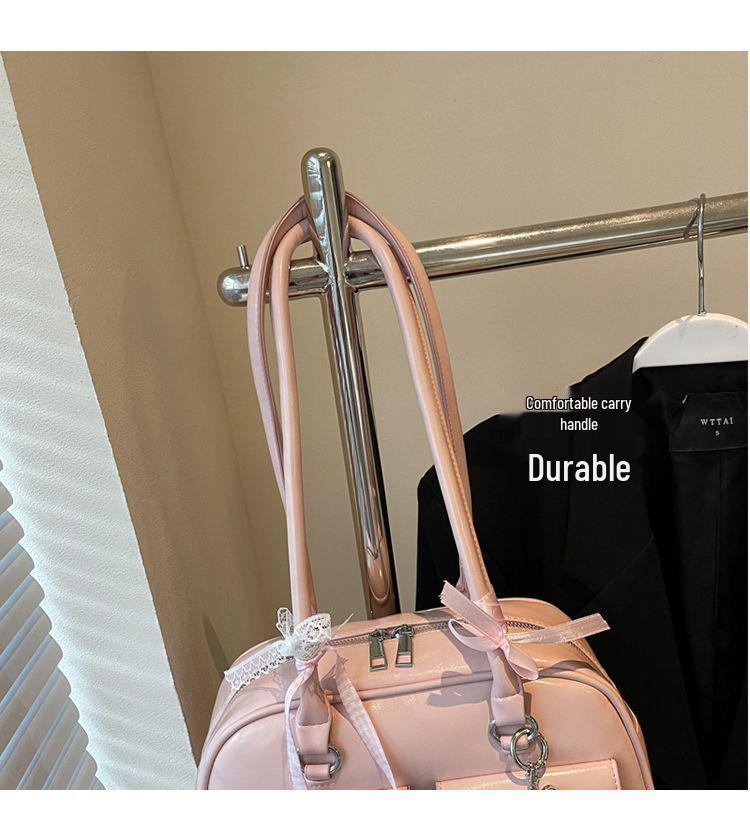 2025 Spring Star-Style High-Value Women's Large Bow Ribbon Shoulder Bowling Bag