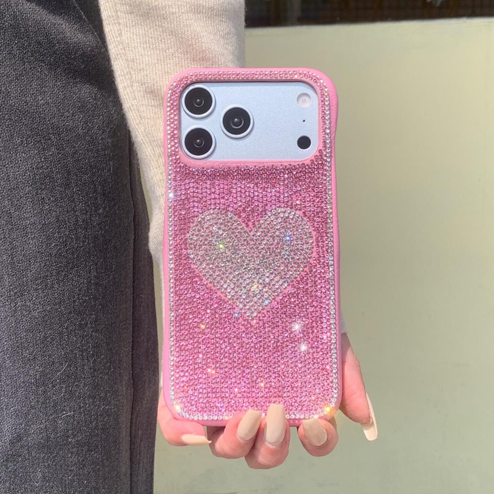 Premium sense three-dimensional flash diamond white background rose red love is suitable for Apple 17promax mobile phone case iphone16 new women's