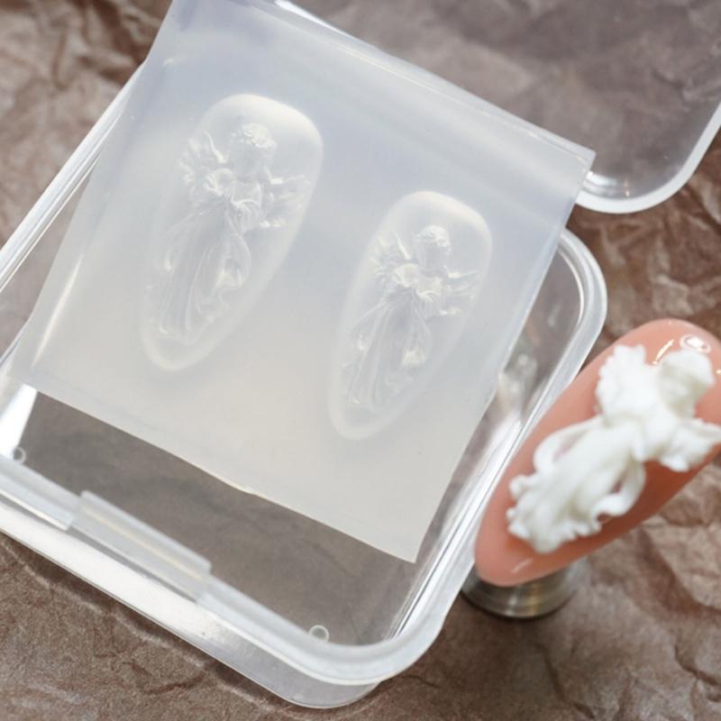 Reusable Silicone Nail Art Mold With 3D Carved Angel Design For DIY Nail Charm And Jewelry Making Accessories