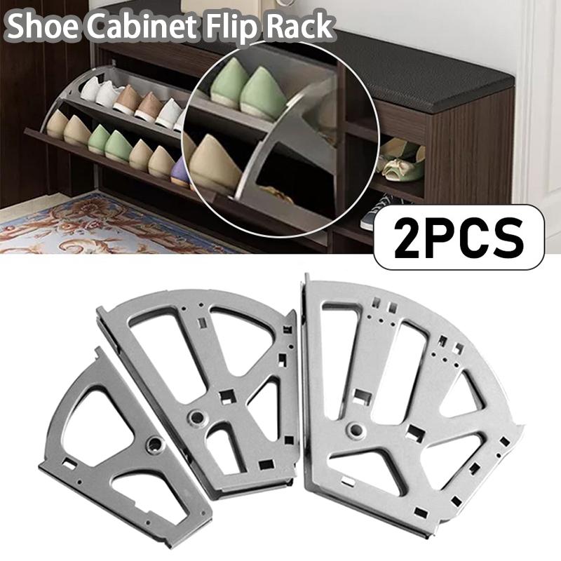 2 Bucăți Balama Dulap Pantofi Oțel Raft Pantofi Suport Flip Cadru Metalic Balama Raft Pantofi Durabil