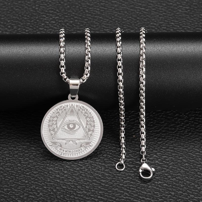 Stainless Steel Lighting Party Necklace Demons Eye Lighting Party Coins Medal Pendant Necklace Jewelry