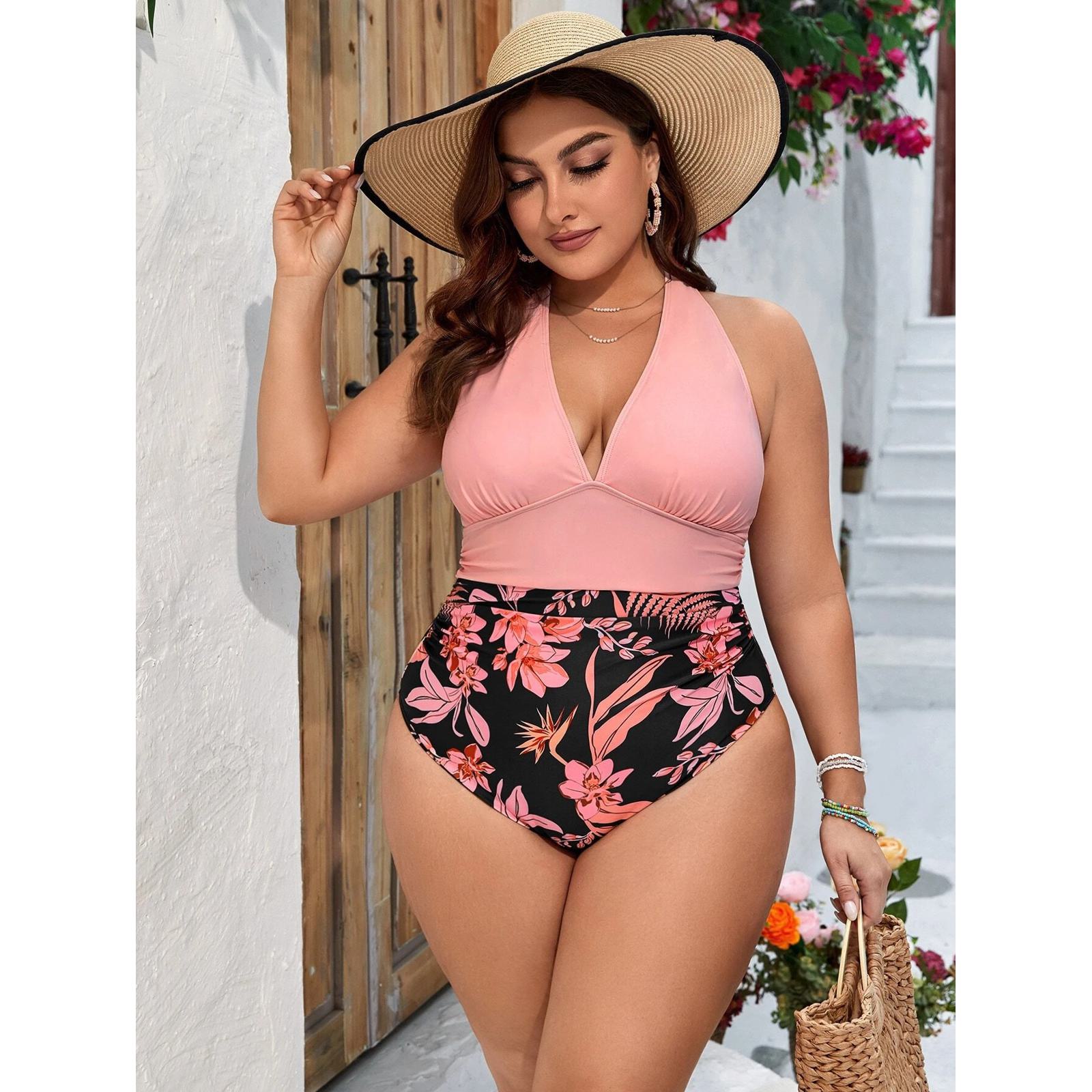 

Женский бикини больших размеров, сексуальный купальный костюм с высокой талией, пляжный купальник, женский летний купальник 4XL XXXXL