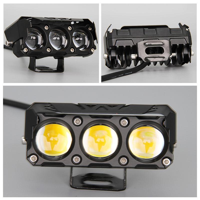 Motorcycle LED Spotlights Headlamp Car Headlight Bulbs Auto Lamp Projector Lens Dual Color Spot Fog Work Auxiliary Lighting