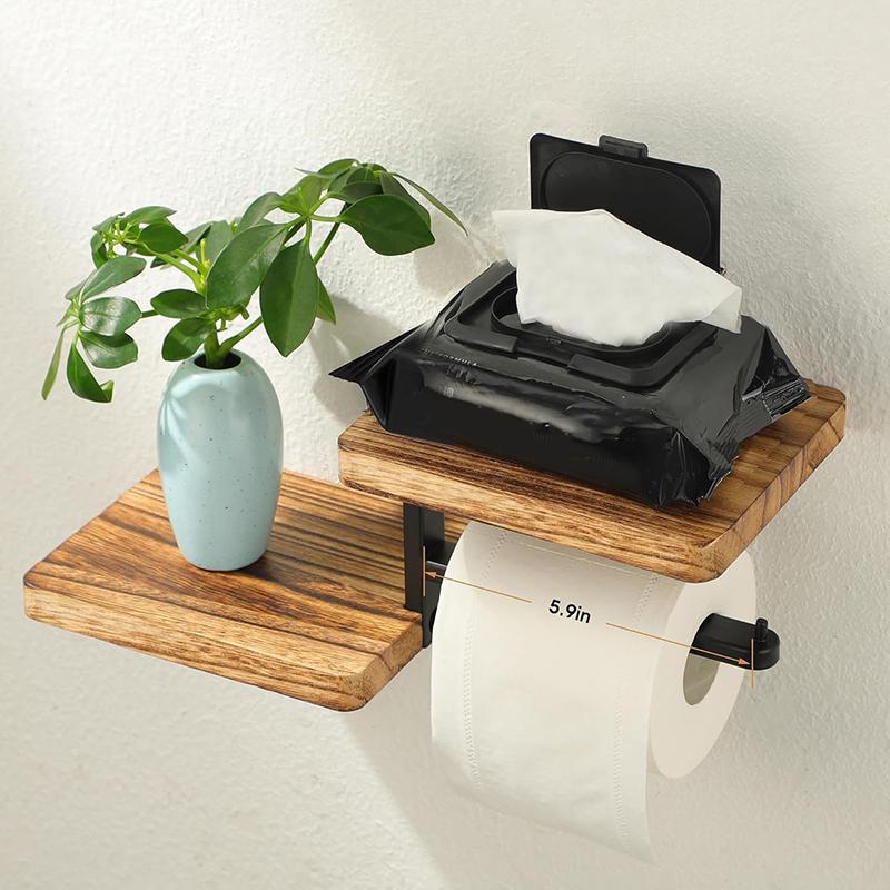 1pcs Wooden Paper Towel Holder Space Saving Countertop Organizer with Vertical Paper Towel Storage for Kitchen and Bathroom