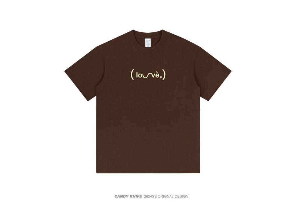 Unisex 2024 Summer All-Cotton Loose Fit Dopamine Print Short-Sleeve T-Shirt