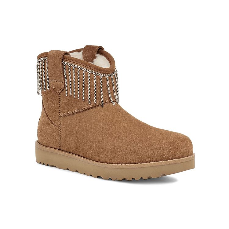 UGG Klassische Mini Fransen Warme und Bequeme Schneestiefel Damenstiefel Braun 1127454-CHE