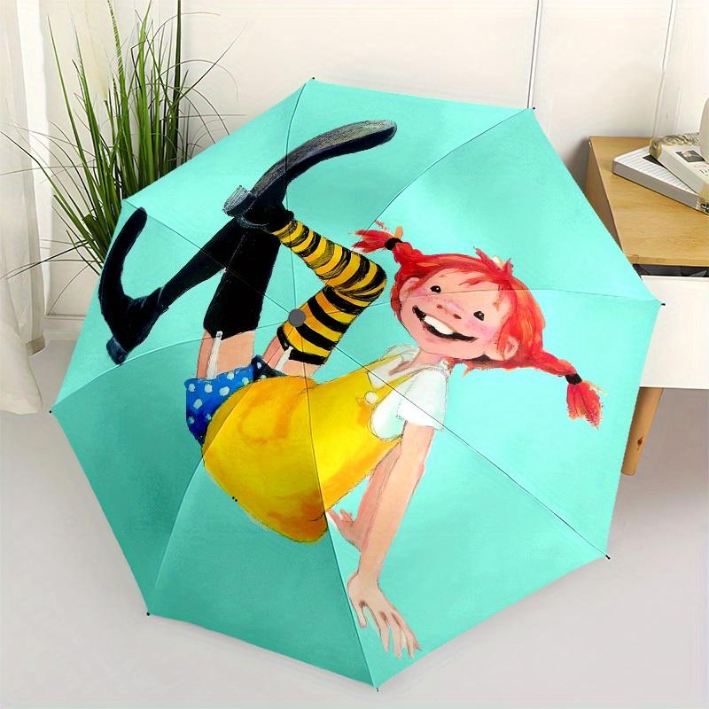 1pc Pippi Longstocking Themed High-quality Umbrella,Automatic Opening and Closing Umbrella,Multi-functional Umbrella G0811026