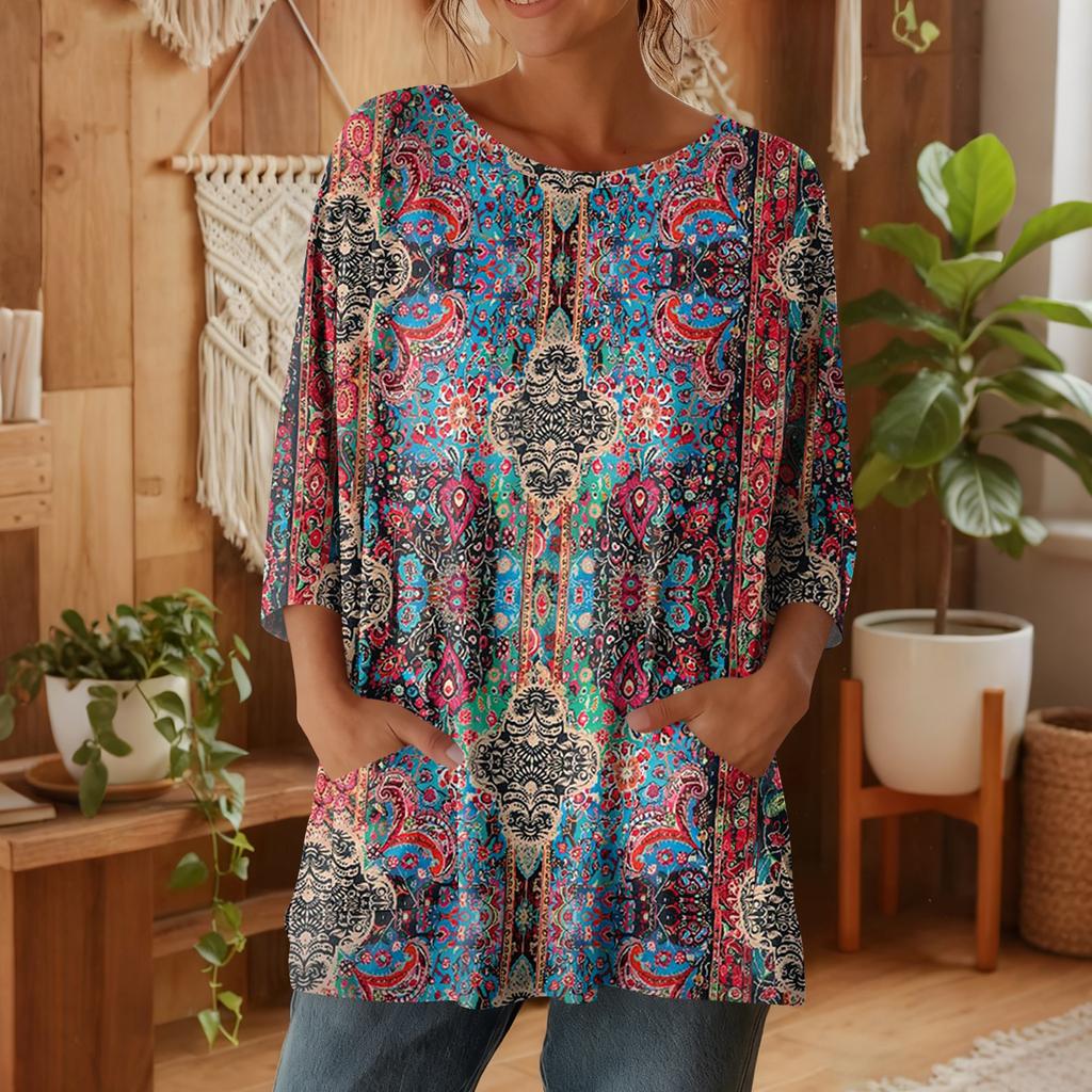 Damen 3/4-Ärmel Shirts Grafik-T-Shirts Shirts Lässige Basic-Tops Pullover