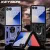 KEYSION Shockproof Case for Samsung Z Flip 7 6 5 Silicone+PC Ring Stand Protection Phone Back Cover for Galaxy Z Flip 5 6 7 5G