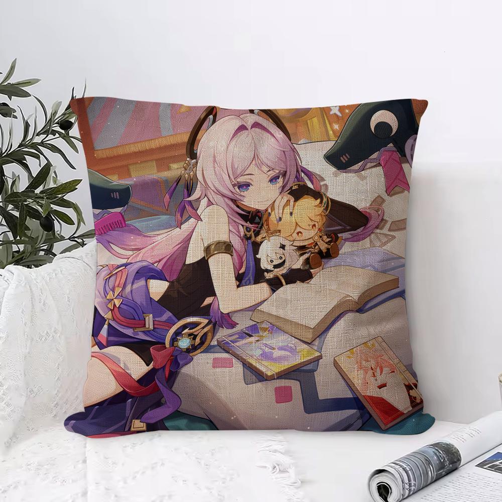 Genshin Impact Citlali Cushion Cover Eco Linen Pillow Case DoubleSided Print Breathable Durable Zipper Home Decor Gift