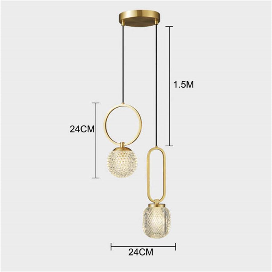 G9 Creative Copper LED Globe Restaurant Bar Pendant Light Acrylic Ball Study Bedside Hanging Lamp Kitchen Island Pendant Lamps