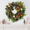1PC Christmas Wreath 20 Inches Artificial Christmas Wreath Holiday With Baubles Berries Pine Needles Home Festival Party Decor
