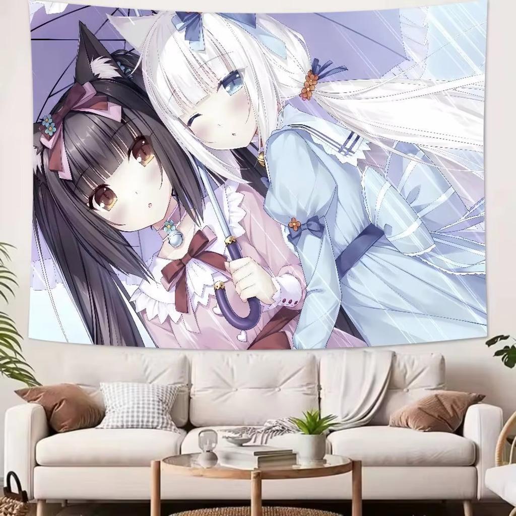 Kawaii HOT Girl Nekopara Tapestry Decoration Bedroom Dormitory Background Cloth Holiday Home Party Living Room Club Tapestry