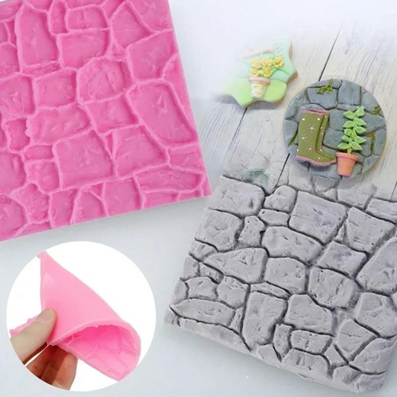 Cake Decor Baking Tools Dry Wall Silicone Mold Castle Stone Bark Fondant Cake Molds Chocolate Kitchen Household Accessories