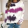 Women Plus Size Tie Dye Printed Round Neck Long Sleeve Pullover Sweatshirt